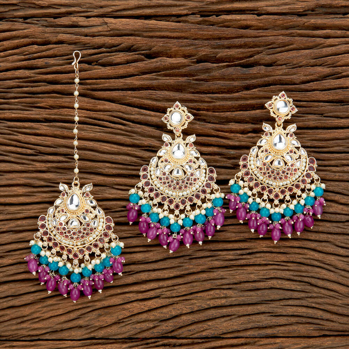 Indo Western Classic Earring Tikka With Gold Plating 110674