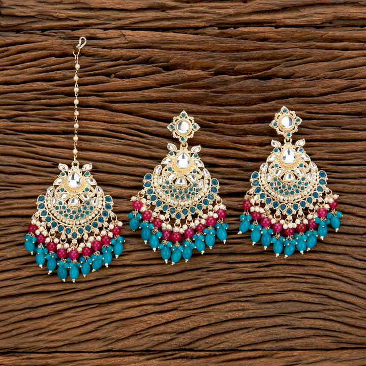 Indo Western Classic Earring Tikka With Gold Plating 110674