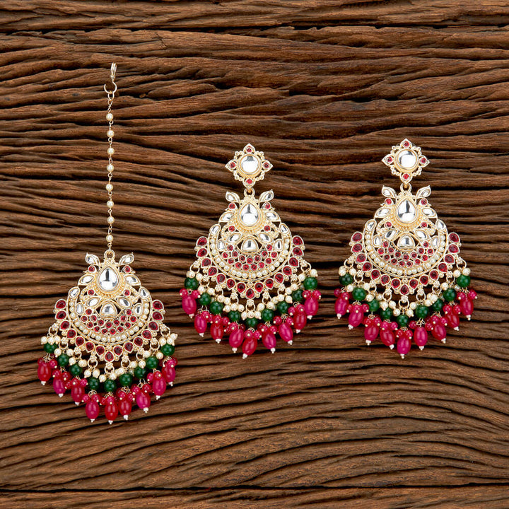 Indo Western Classic Earring Tikka With Gold Plating 110674