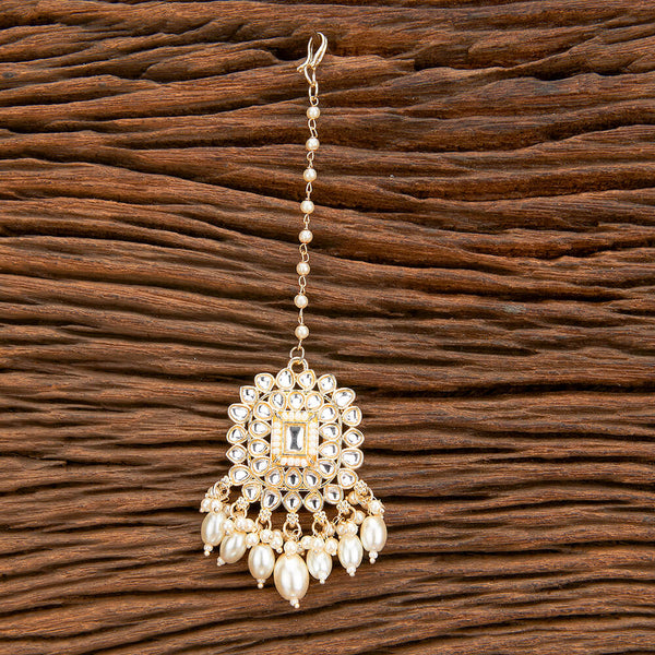 110690 Indo Western Pearl Tikka With Gold Plating