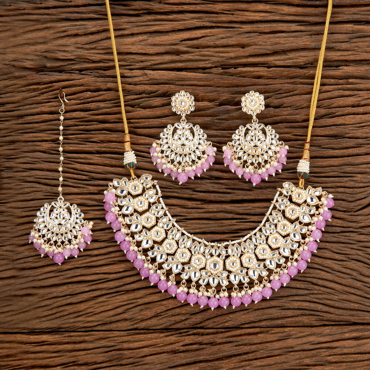 Indo Western Beads Necklace With Gold Plating 110699