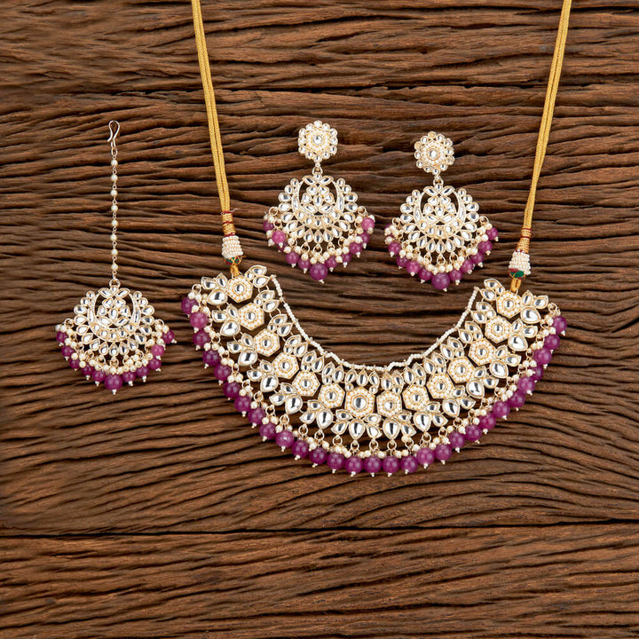 Indo Western Beads Necklace With Gold Plating 110699