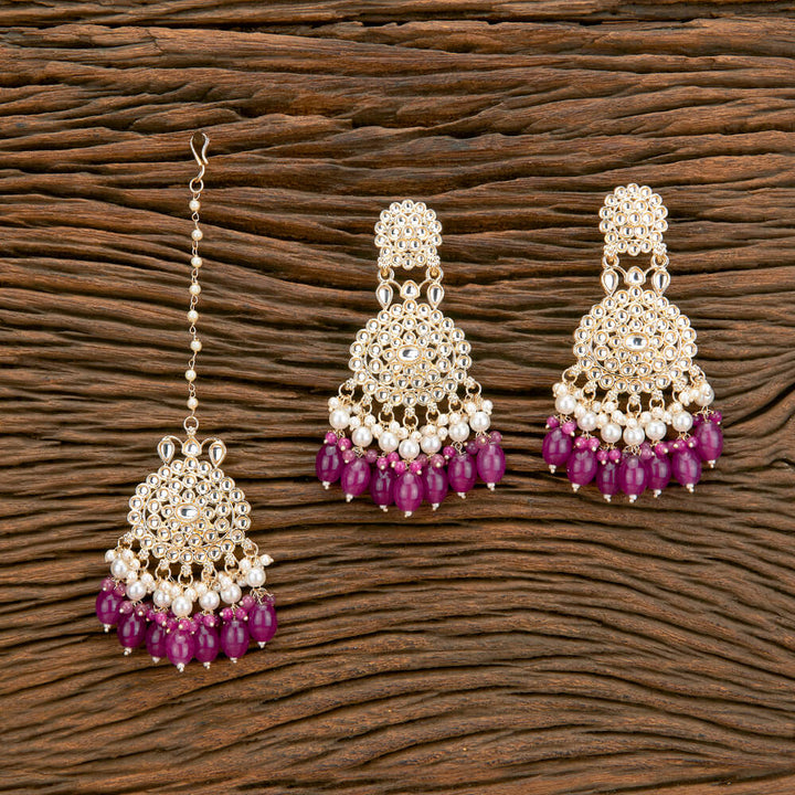 Indo Western Beads Earring Tikka With Gold Plating 110729