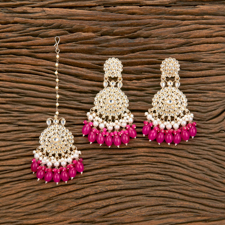 Indo Western Beads Earring Tikka With Gold Plating 110729