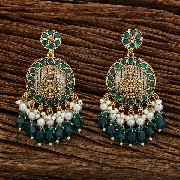 Indo Western Temple Earring With Matte Gold Plating 110761