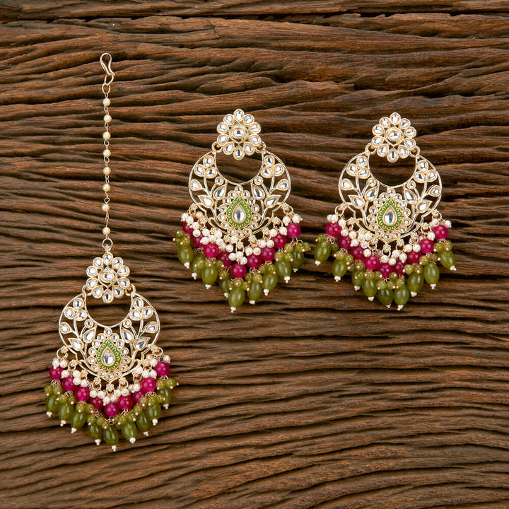 Indo Western Meenakari Earring Tikka With Gold Plating 110763