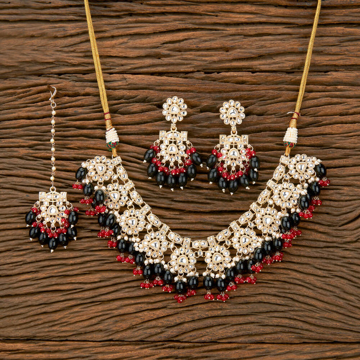 Indo Western Beads Necklace With Gold Plating 110767