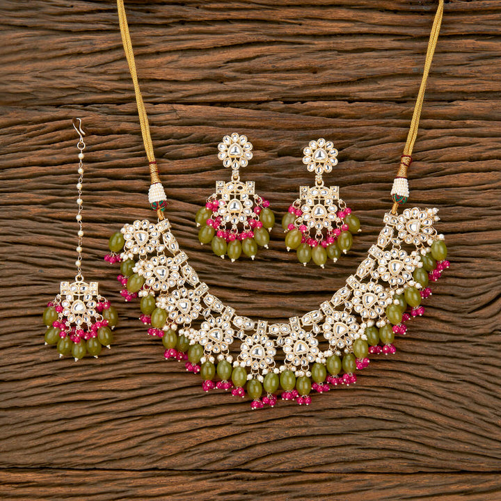 Indo Western Beads Necklace With Gold Plating 110767