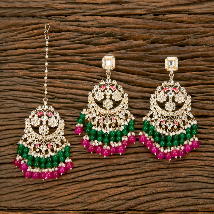 Indo Western Meenakari Earring Tikka With Gold Plating 110791