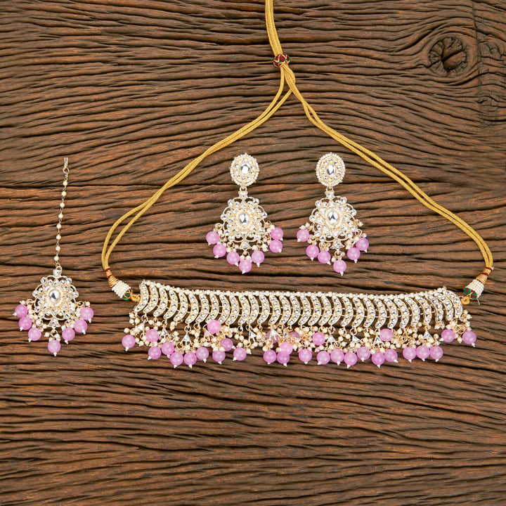 Indo Western Beads Necklace With Gold Plating 110792