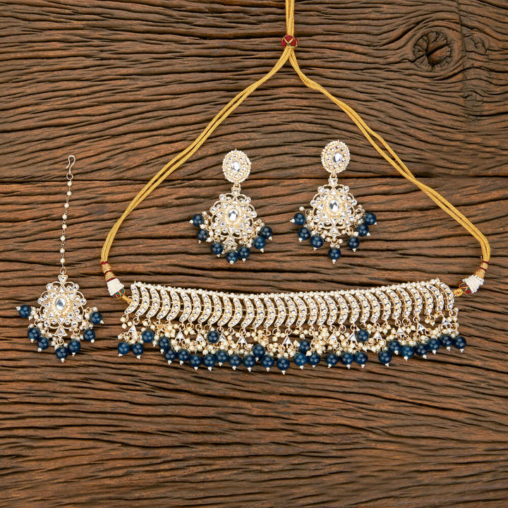 Indo Western Beads Necklace With Gold Plating 110792