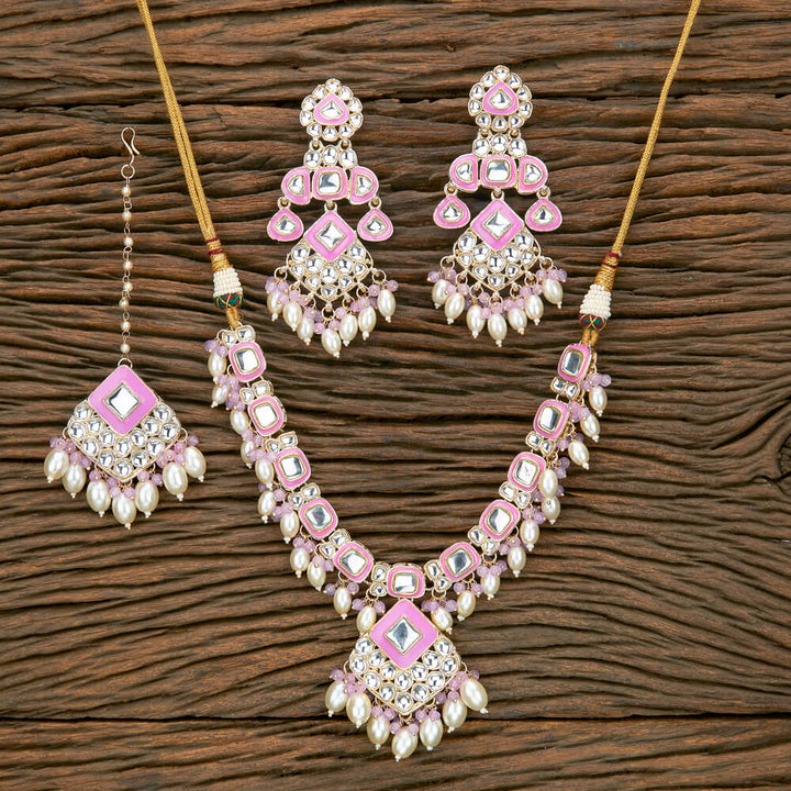 Indo Western Meenakari Necklace With Gold Plating 110813