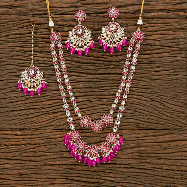 Indo Western Long Necklace With Gold Plating 110844