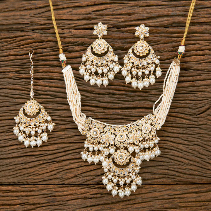 Indo Western Pearl Necklace With Gold Plating 110868