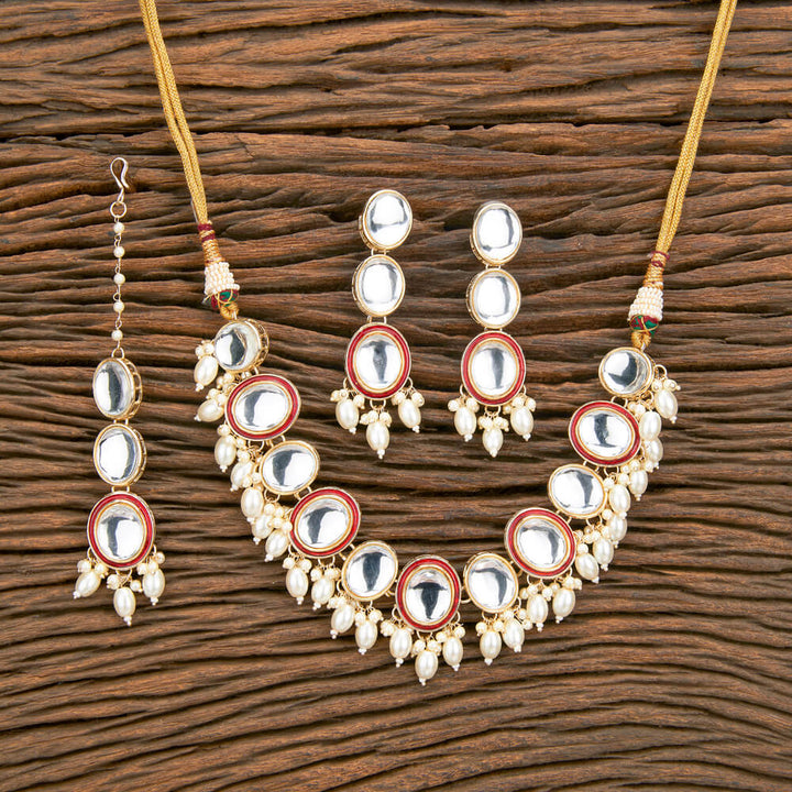 Indo Western Classic Necklace With Gold Plating 110874