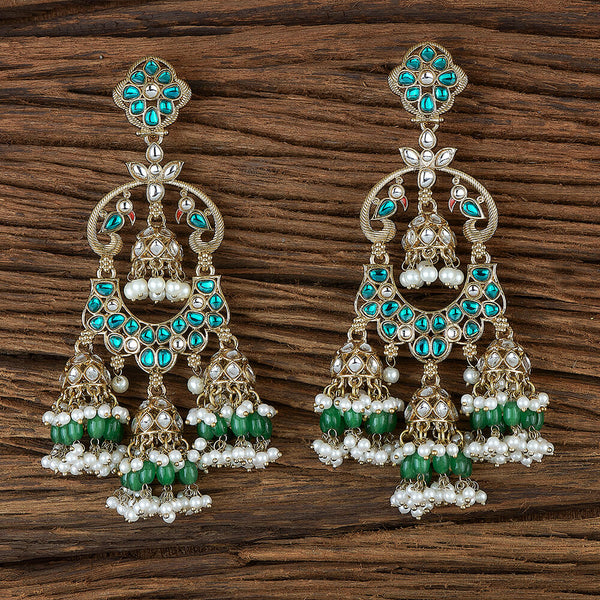 Indo Western Peacock Earring With Mehndi Plating 110879