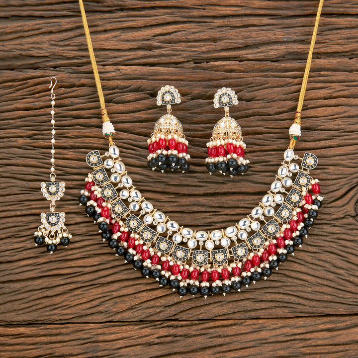 Indo Western Beads Necklace With Gold Plating 110911