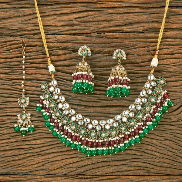 Indo Western Meenakari Necklace With Mehndi Plating 110935