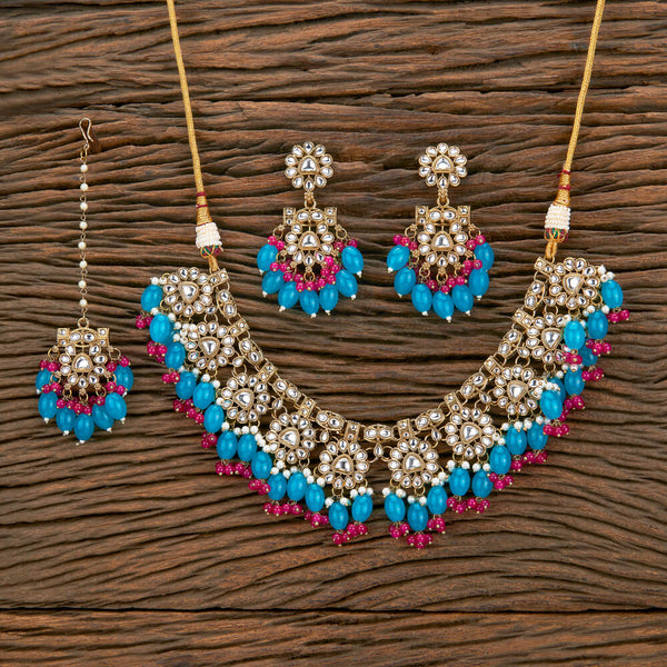 Indo Western Beads Necklace With Mehndi Plating 110936