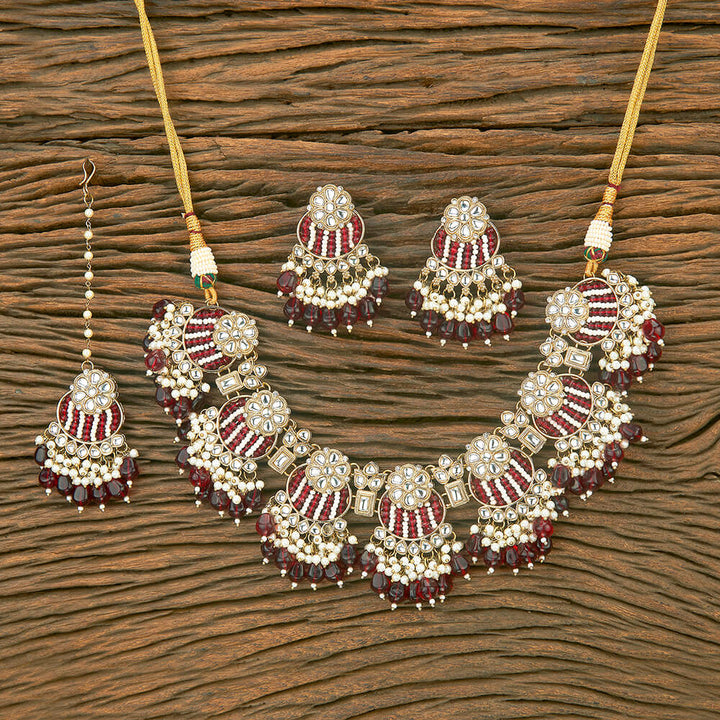 Indo Western Beads Necklace With Mehndi Plating 111020