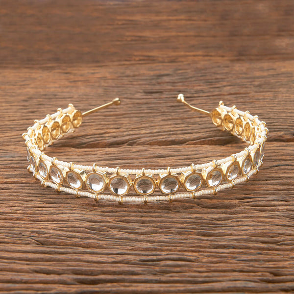 Indo Western Pearl Hair Band With Gold Plating 111044