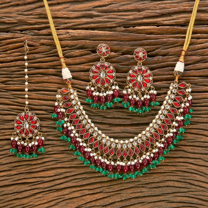 Indo Western Beads Necklace With Mehndi Plating 111111