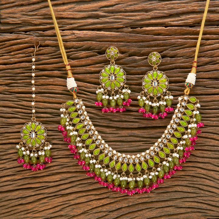 Indo Western Beads Necklace With Mehndi Plating 111111