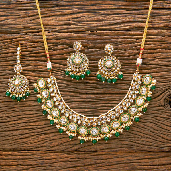 Indo Western Kundan Necklace With Gold Plating 111112