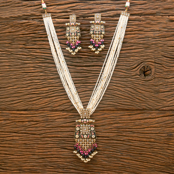 Indo Western Long Necklace With Mehndi Plating 111113