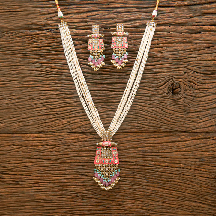 Indo Western Long Necklace With Mehndi Plating 111113