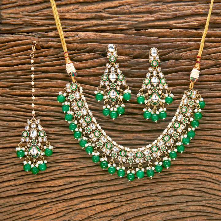 Indo Western Meenakari Necklace With Mehndi Plating 111132