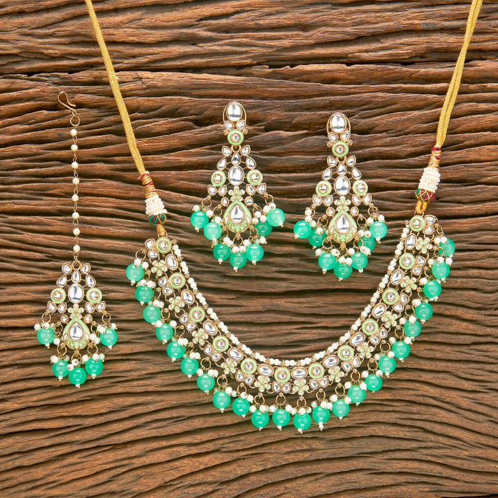 Indo Western Meenakari Necklace With Mehndi Plating 111132