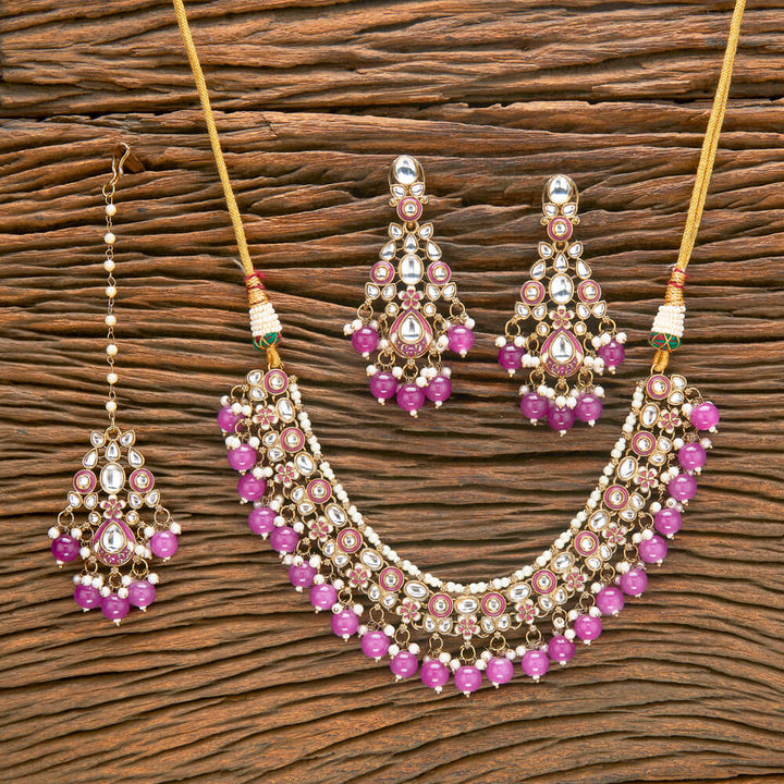 Indo Western Meenakari Necklace With Mehndi Plating 111132