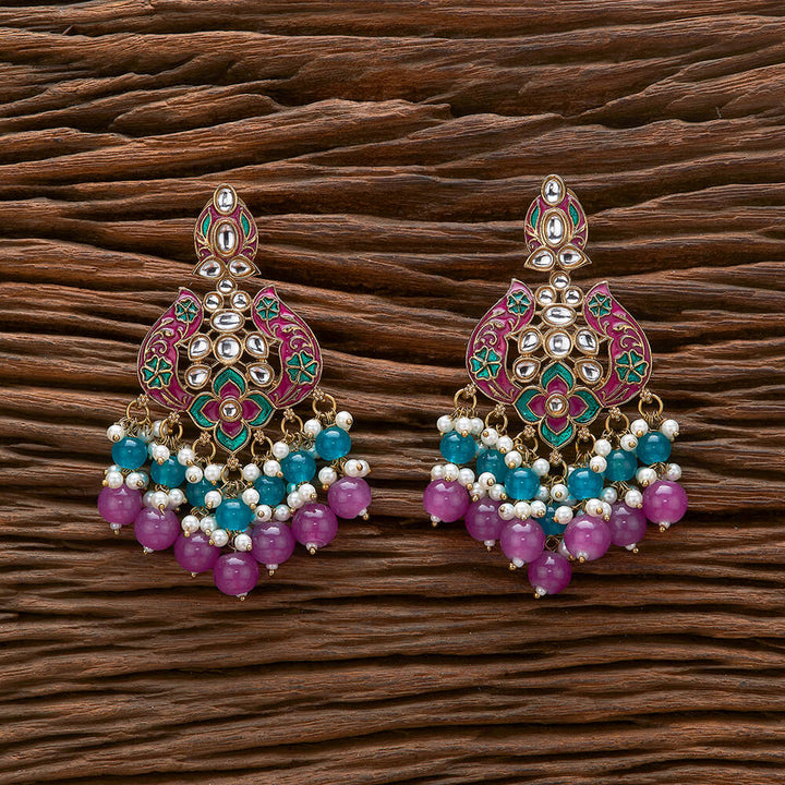 Indo Western Meenakari Earring With Mehndi Plating 111194