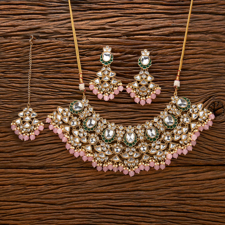 Indo Western Beads Necklace With Gold Plating 111277