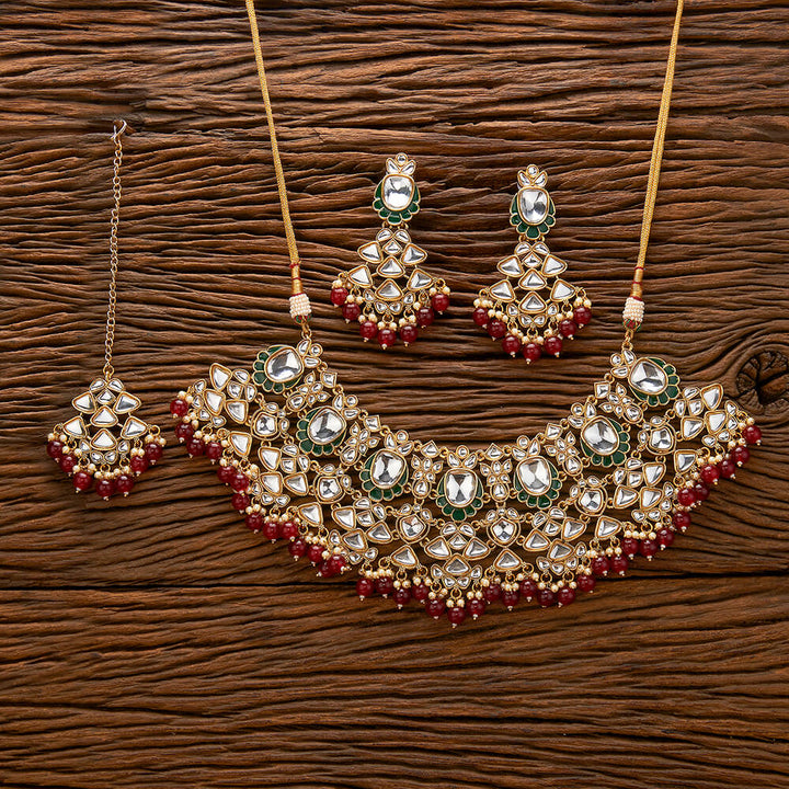 Indo Western Beads Necklace With Gold Plating 111277