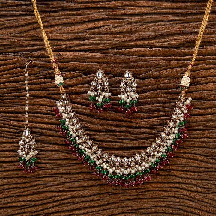 Indo Western Delicate Necklace With Mehndi Plating 111280