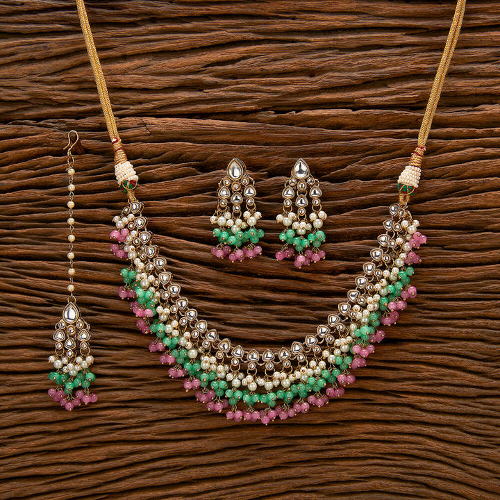 Indo Western Delicate Necklace With Mehndi Plating 111280