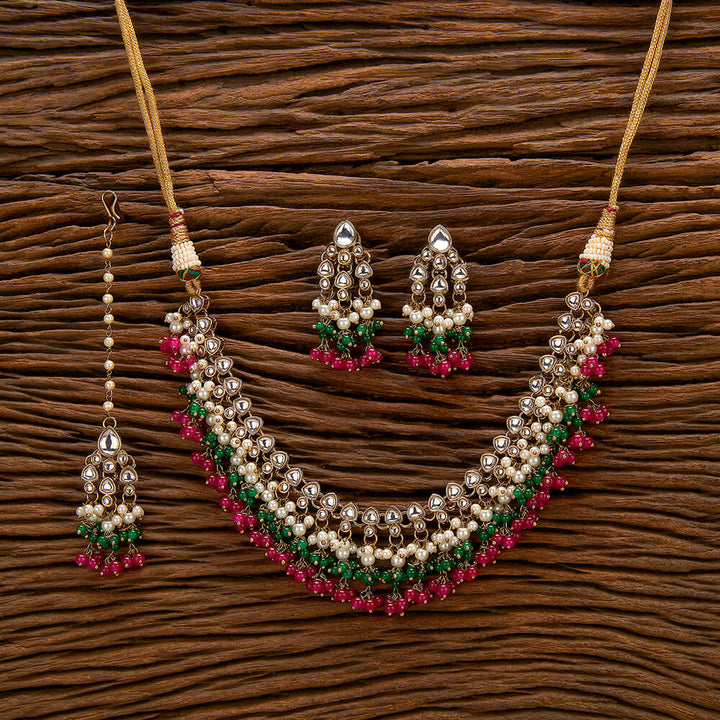 Indo Western Delicate Necklace With Mehndi Plating 111280