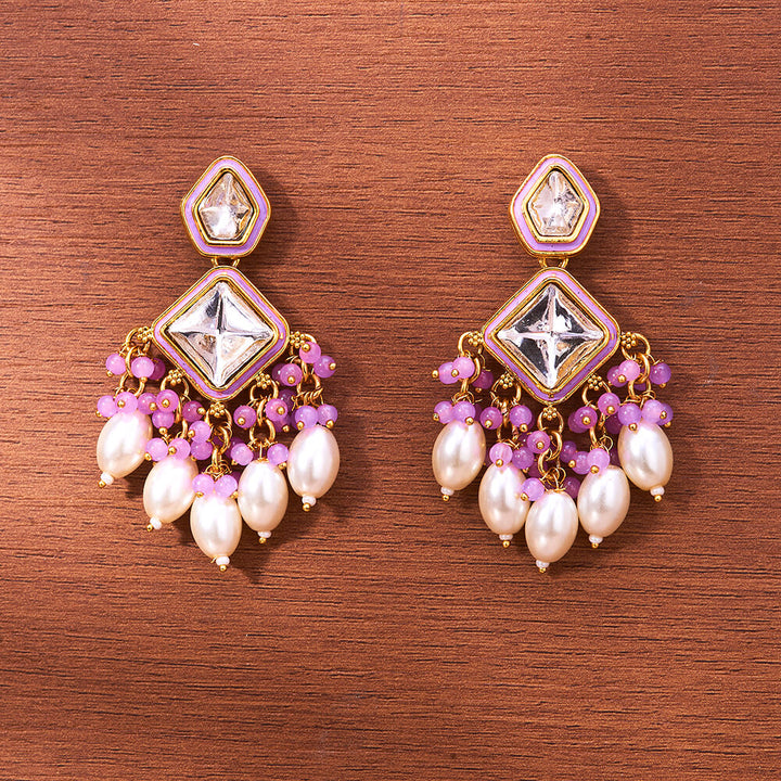 Indo Western Moti Earring With Gold Plating 111419