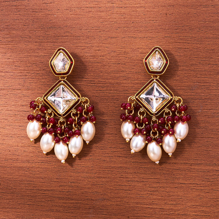 Indo Western Moti Earring With Gold Plating 111419