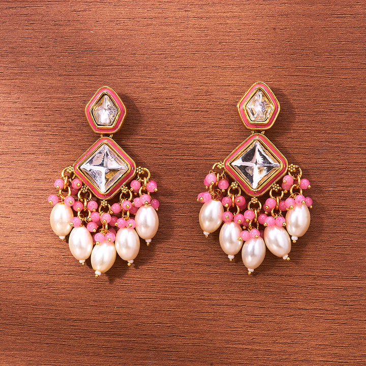 Indo Western Moti Earring With Gold Plating 111419