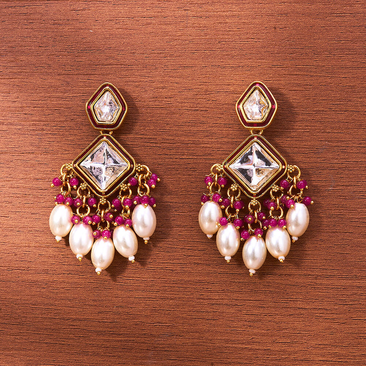 Indo Western Moti Earring With Gold Plating 111419