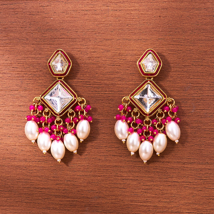 Indo Western Moti Earring With Gold Plating 111419