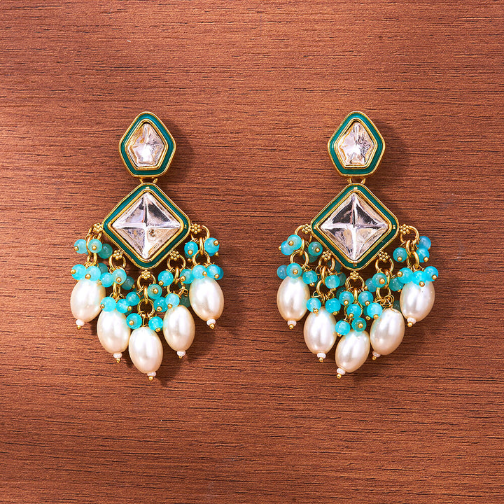 Indo Western Moti Earring With Gold Plating 111419