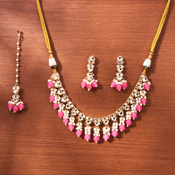 Indo Western Classic Necklace With Gold Plating 111421