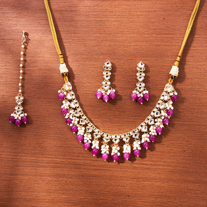 Indo Western Classic Necklace With Gold Plating 111421