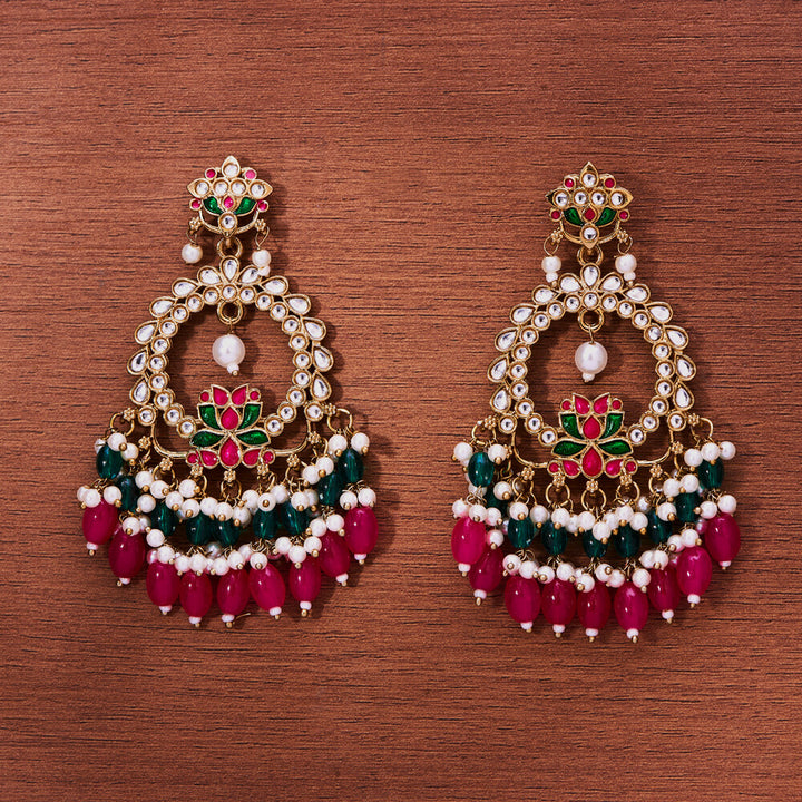 Indo Western Meenakari Earring With Mehndi Plating 111486