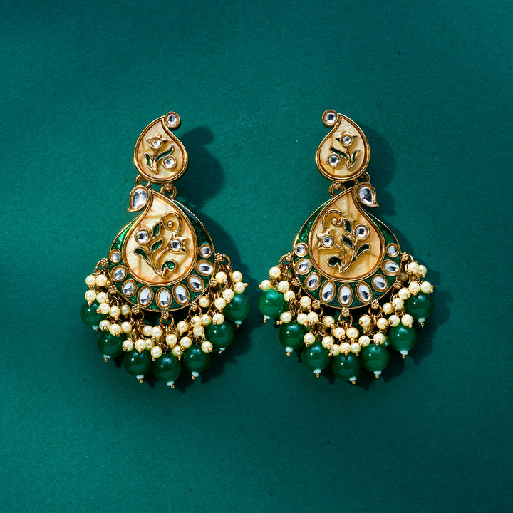 Indo Western Meenakari Earring With Mehndi Plating 111597