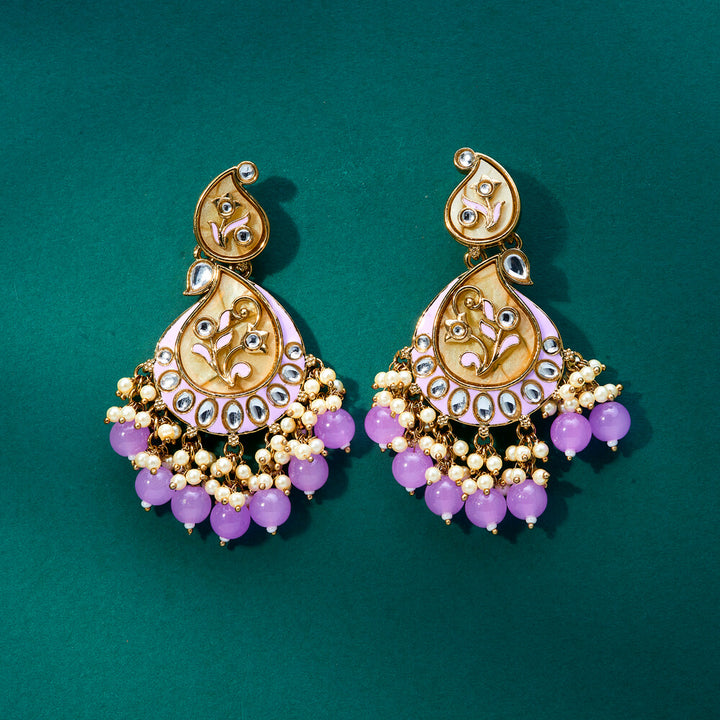 Indo Western Meenakari Earring With Mehndi Plating 111597